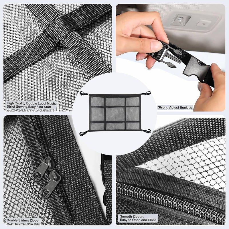 HOZOMT SUV Ceiling Cargo Net, Trunk Organizer, Car Roof Storage, Truck Netting, Van Interior Accessories, Double-Layer Mesh Camping Essentials - Image 5